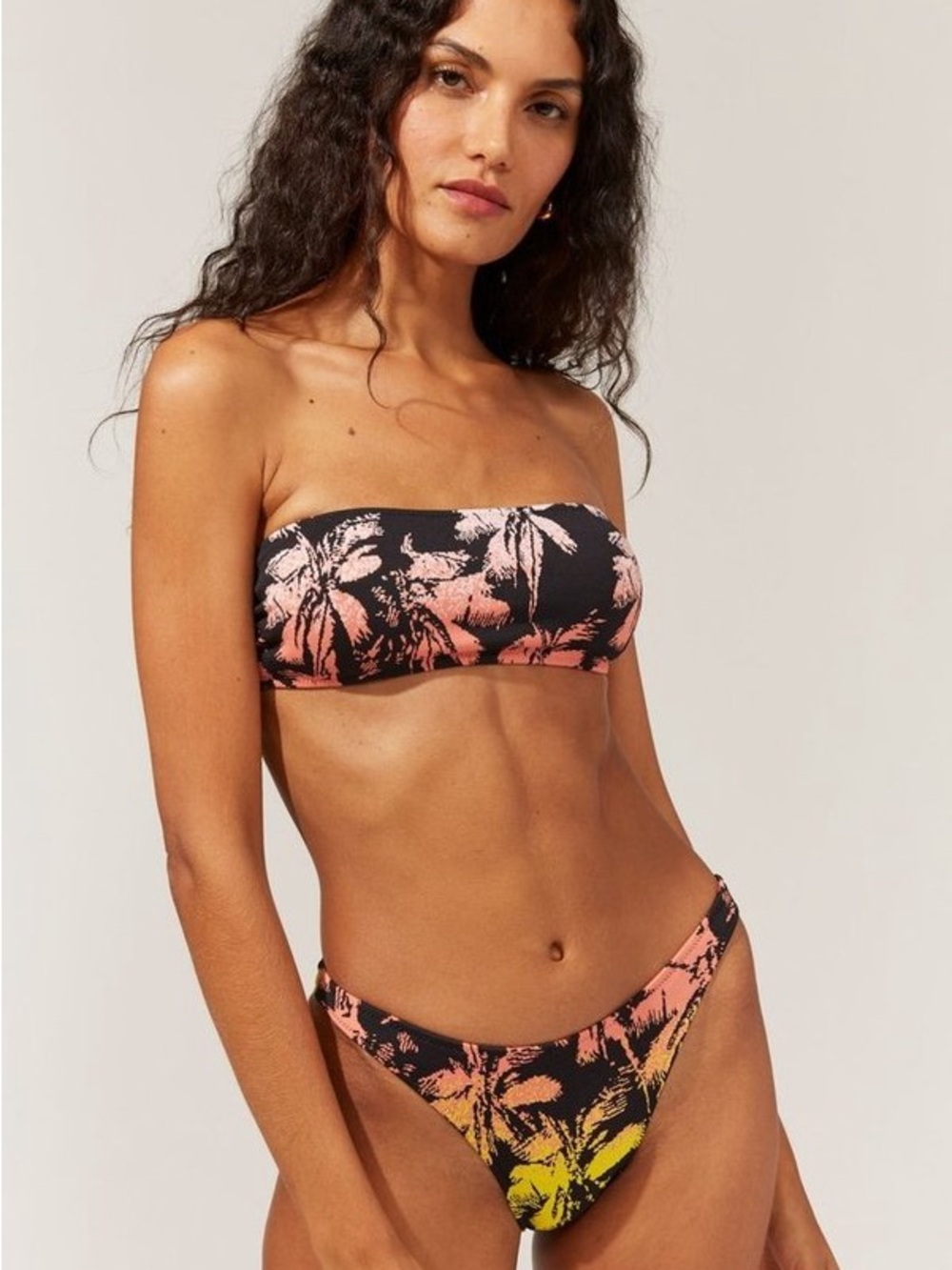 Revolve Solid & Striped Annabelle Ombre Palm Blackout Bikini Bottom NWT M